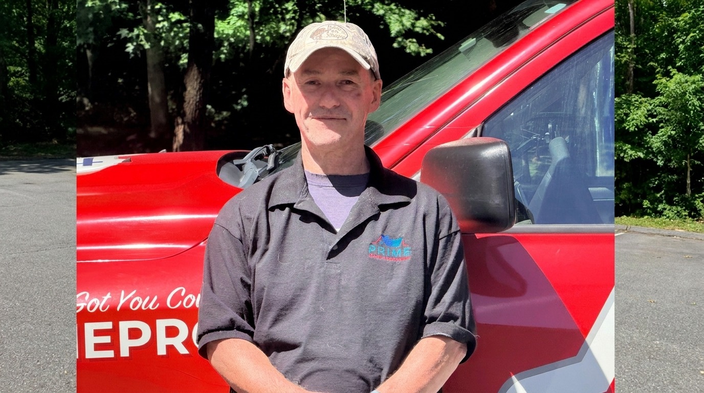 Prime Roofing & Siding technician at work in Crofton, MD